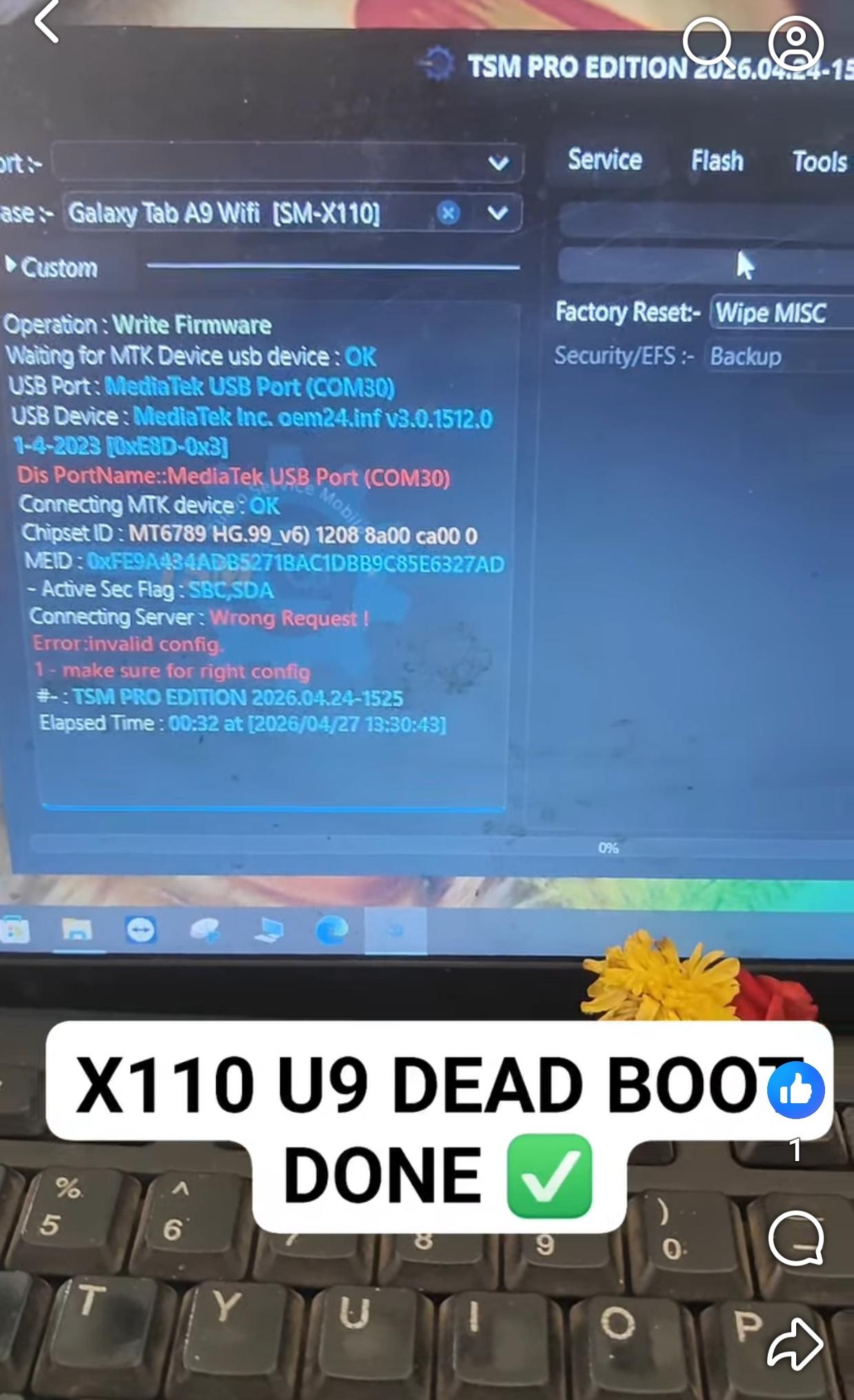 X110 u9 dead boot file USING TSM