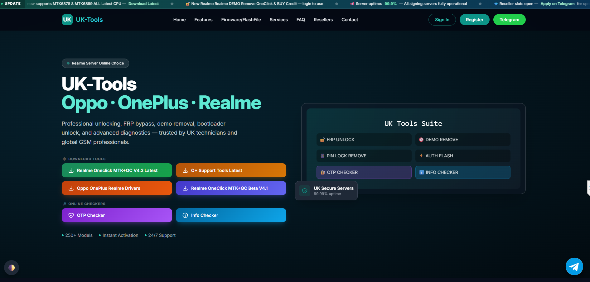 UK-TOOLS REALME OTP TOOL FLASH ONECLICK MTK+QC ALL 